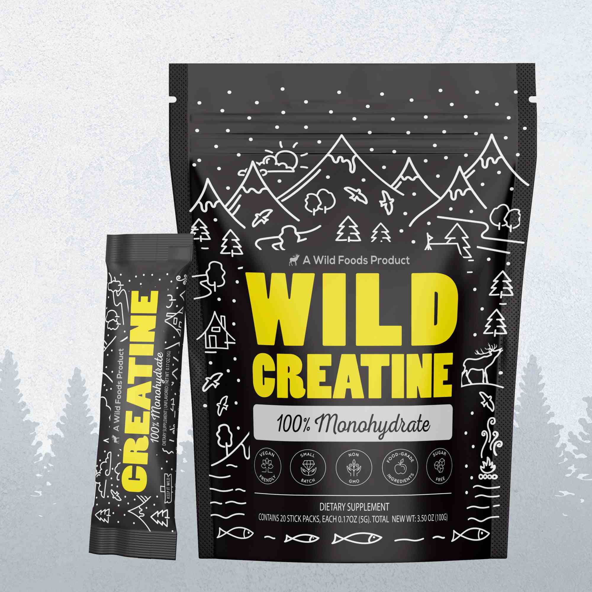 Wild Creatine Monohydrate, 20 Servings – 100% Pure for Strength & Endurance