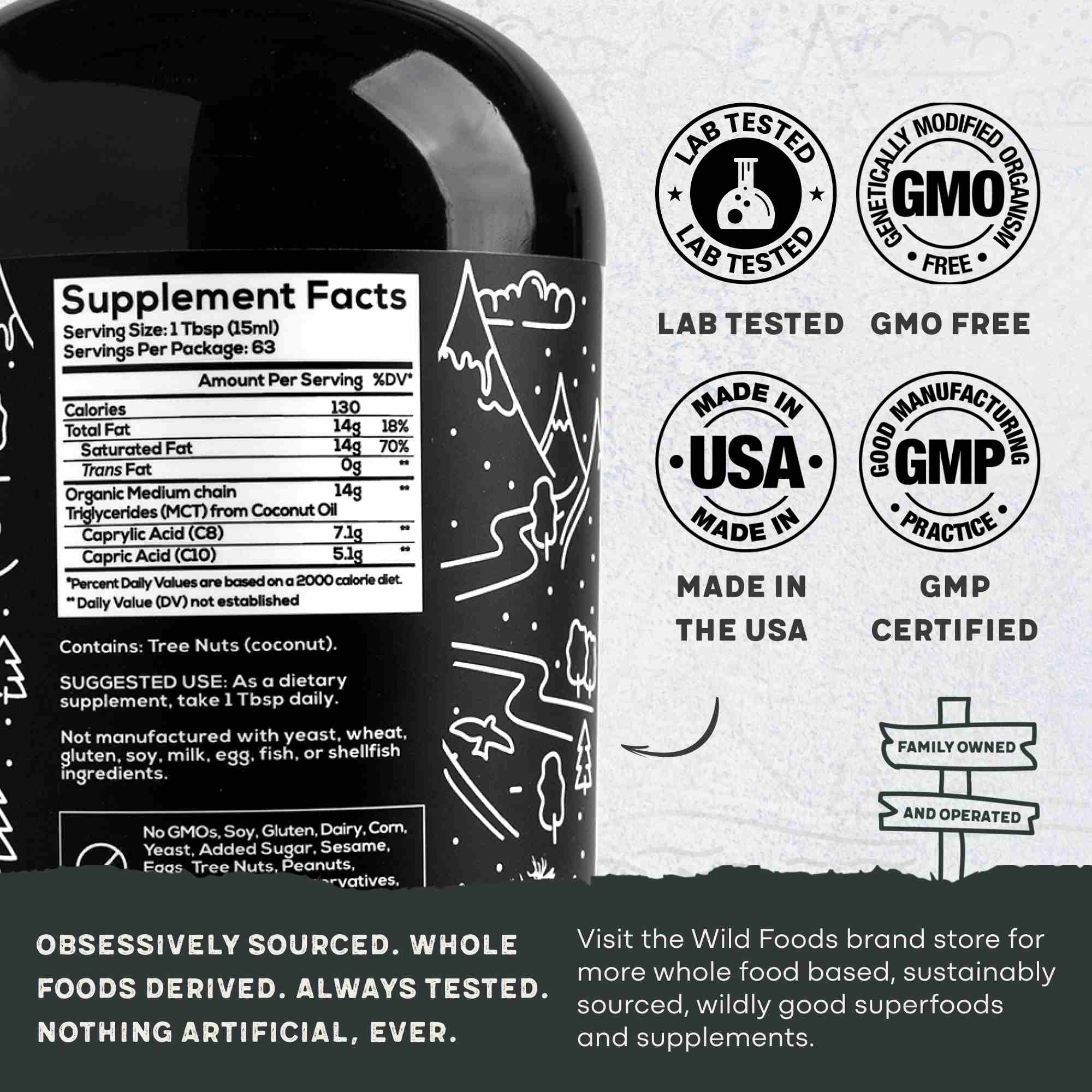 Wild MCT Oil – 100% Coconut-Sourced Brain & Body Fuel, 63 Servings