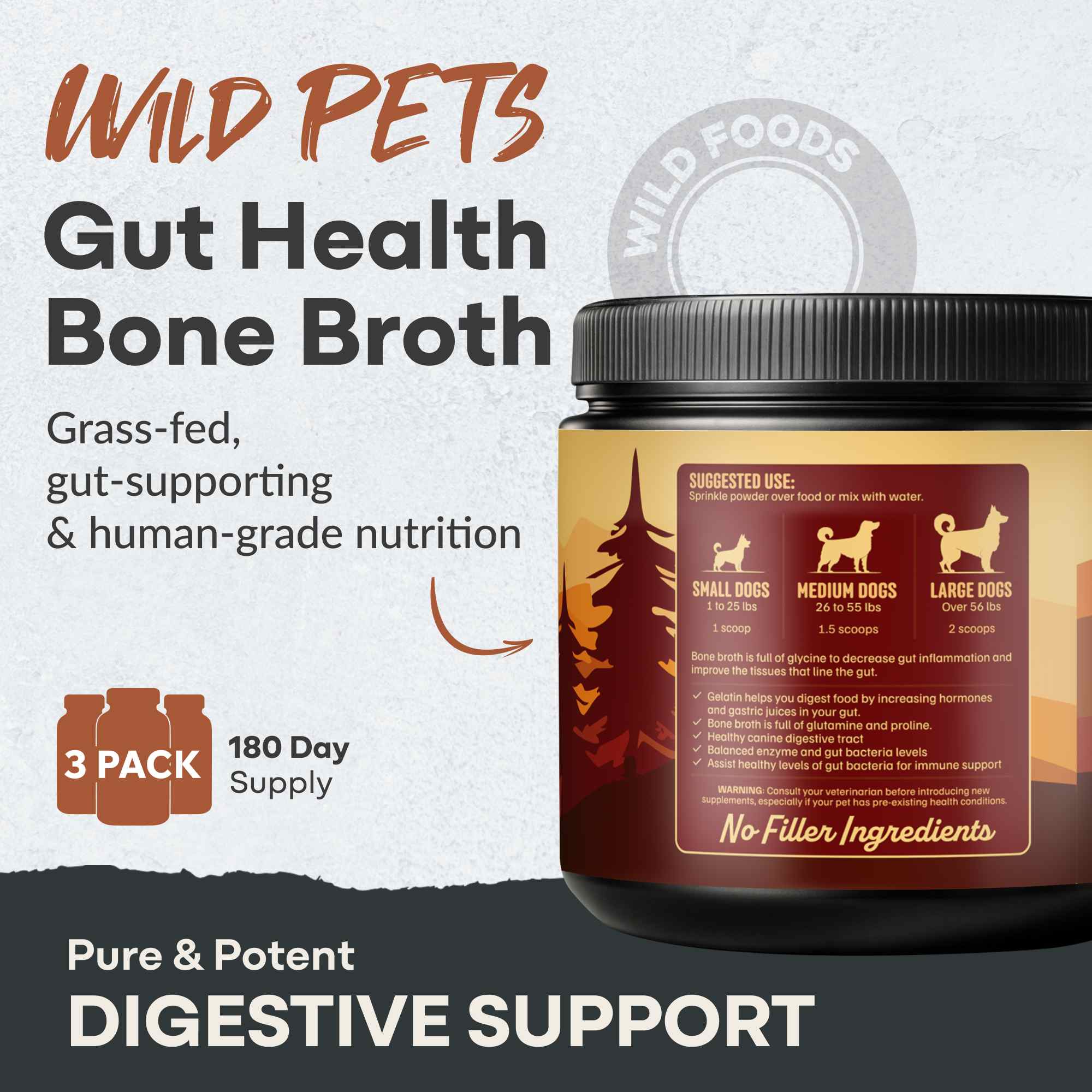 Wild Bone Broth for Pets, Gut & Immune Support
