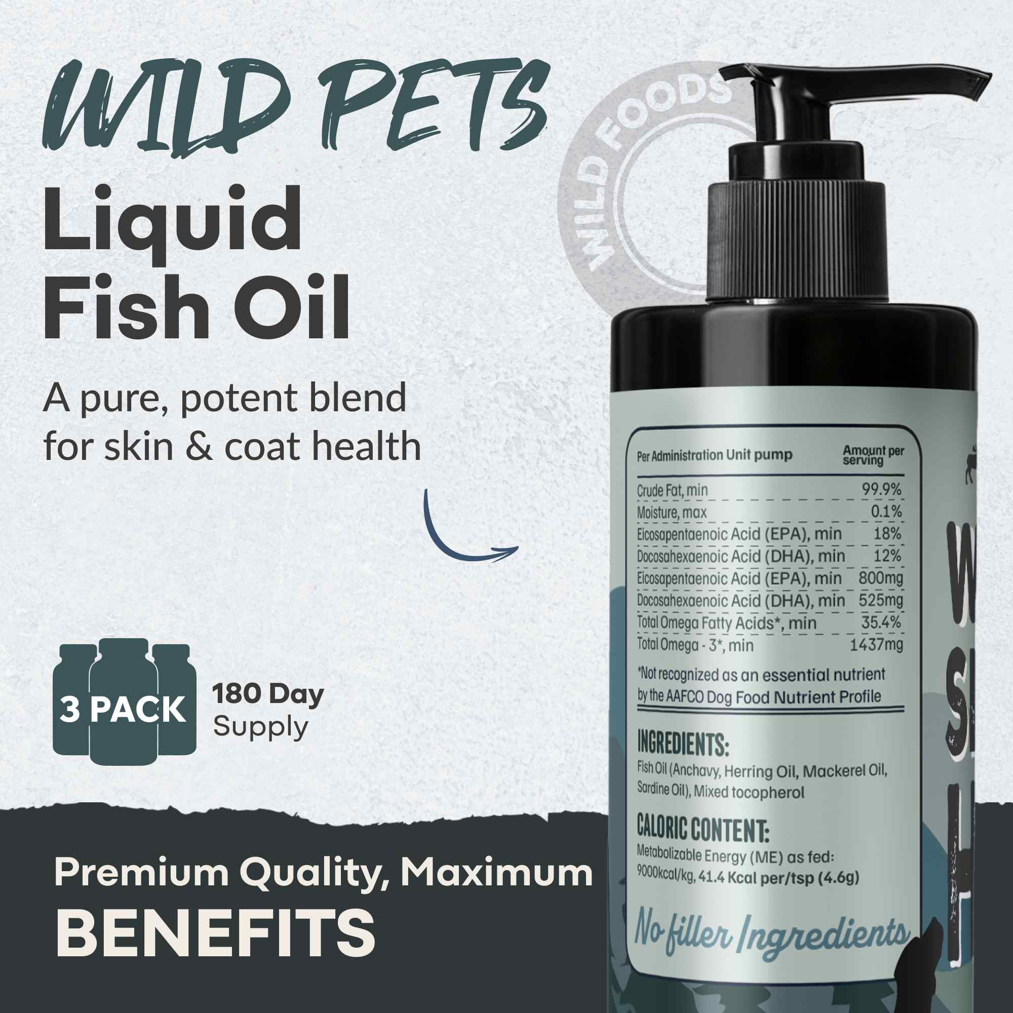 Wild Pets Liquid Fish Oil for Skin & Coat Health – 8 fl oz