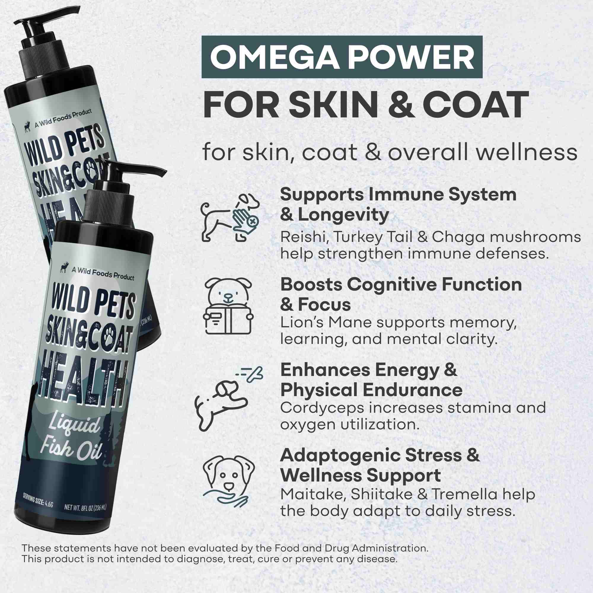 Wild Pets Liquid Fish Oil for Skin & Coat Health – 8 fl oz