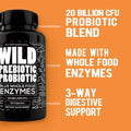 Wild Prebiotics Probiotics & Digestive Enzymes - 20 Billion CFU Supplements Wild Foods TWO ($23ea)*  