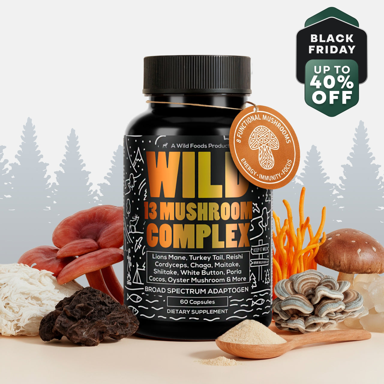 13 Mushroom Complex, 30 servings - Immunity and Longevity Support