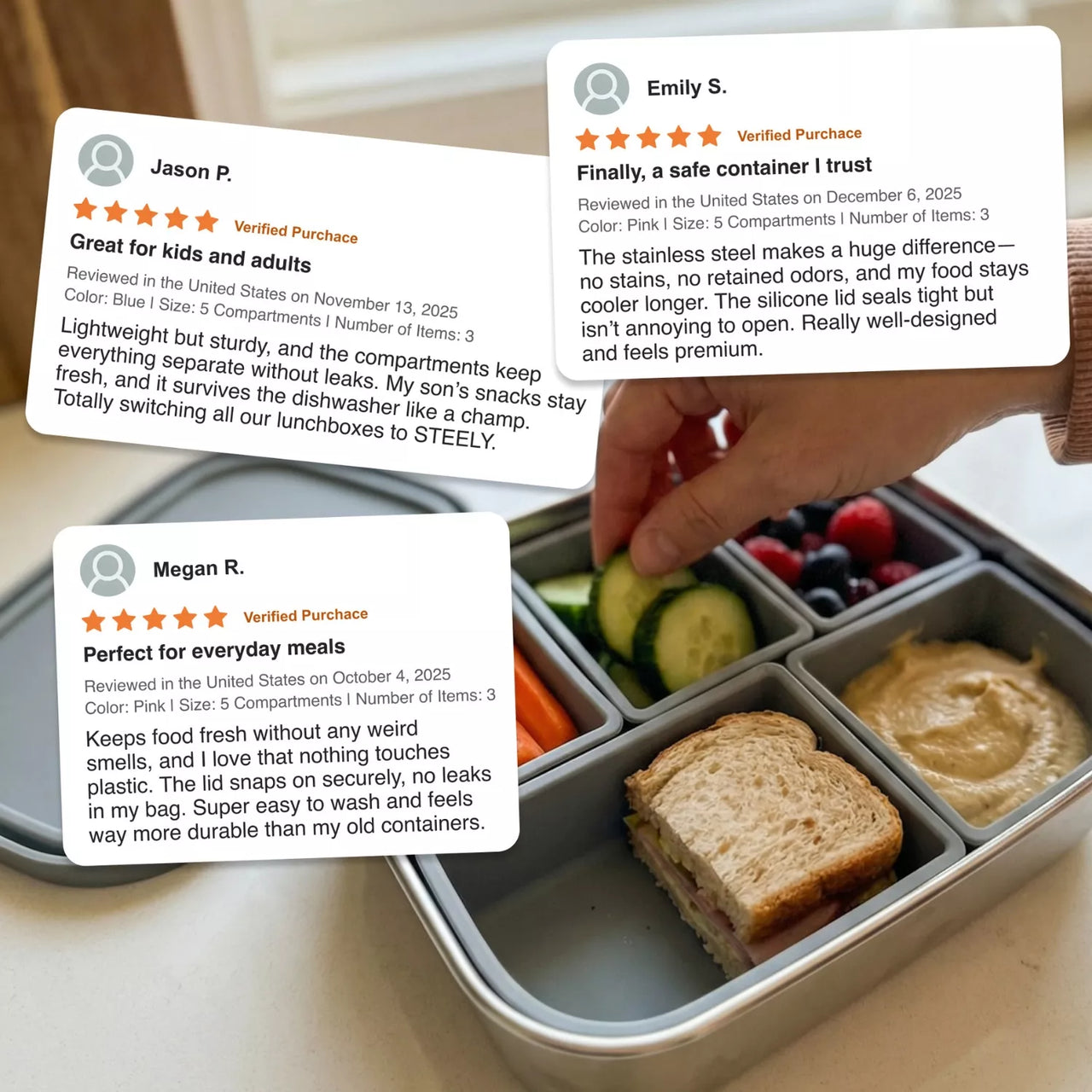 Steely Non-Toxic Food and Lunch Storage