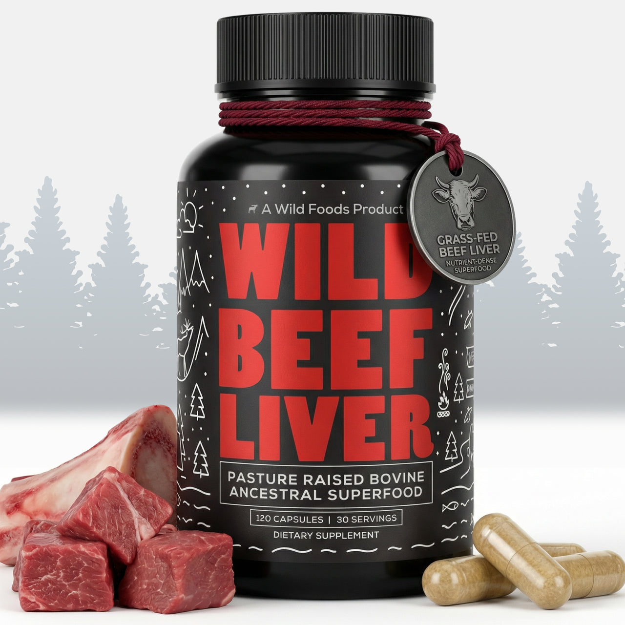 Grass-Fed Beef Liver Capsules, 30 servings – Vitality & Immune Boost from Ancestral Nutrition