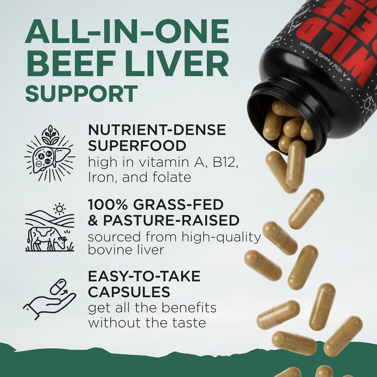 Grass-Fed Beef Liver Capsules, 30 servings – Vitality & Immune Boost from Ancestral Nutrition