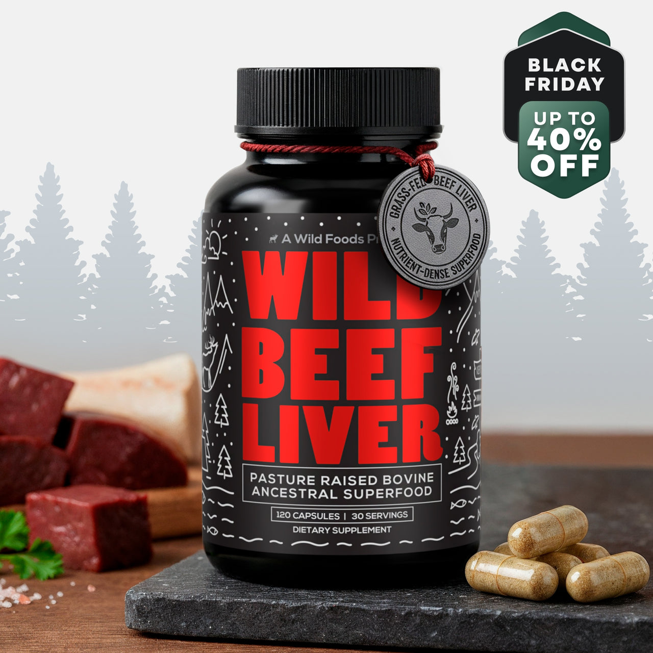 Grass-Fed Beef Liver Capsules, 30 servings – Vitality & Immune Boost from Ancestral Nutrition