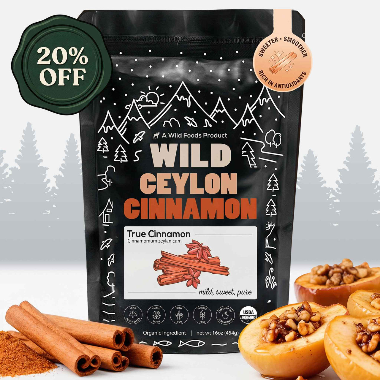 Ceylon Cinnamon Powder Organic, 64 servings - USDA Organic Cinnamon from Sri Lanka
