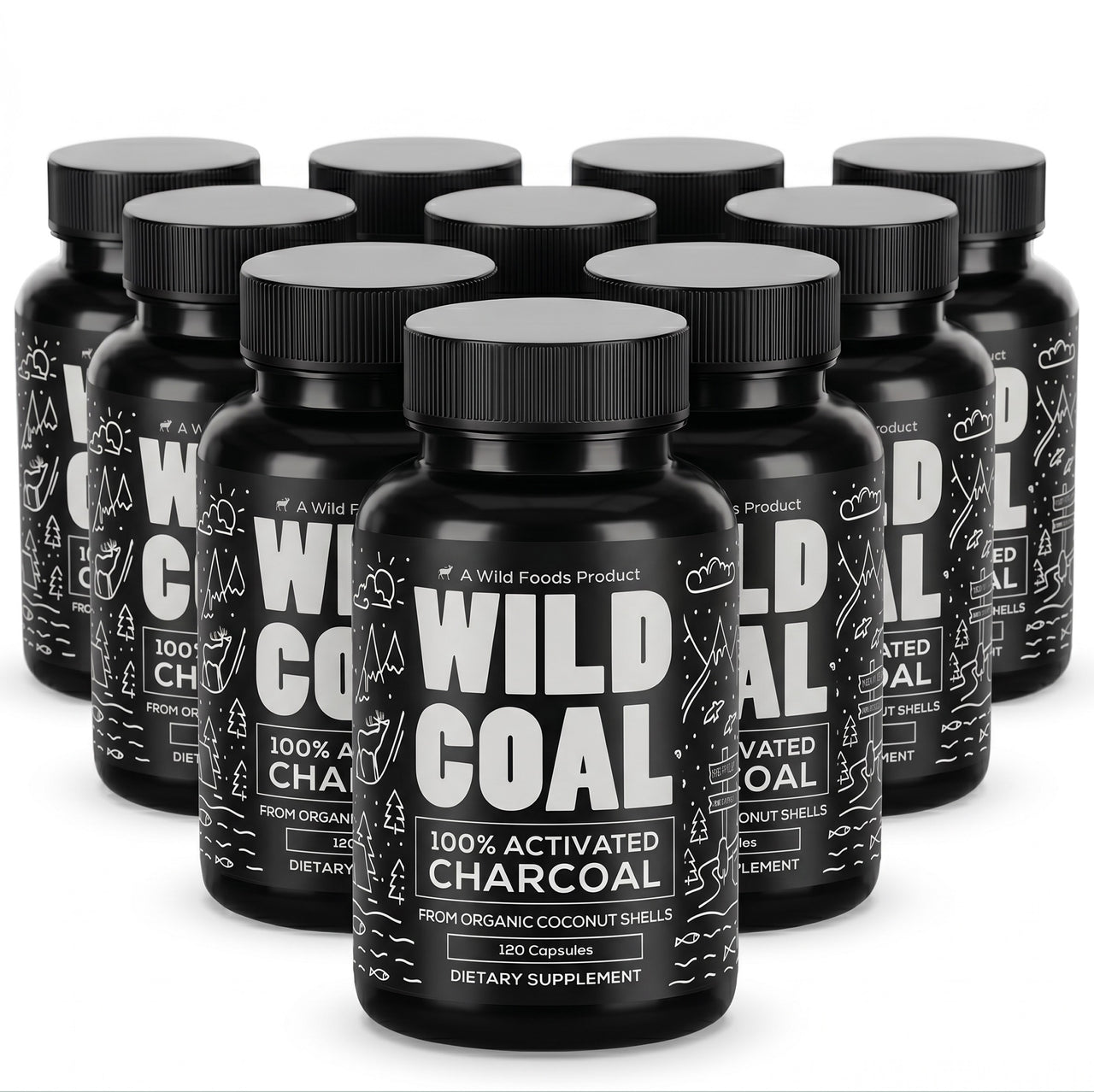 Wholesale of 10 - Activated Charcoal Capsules, 120ct
