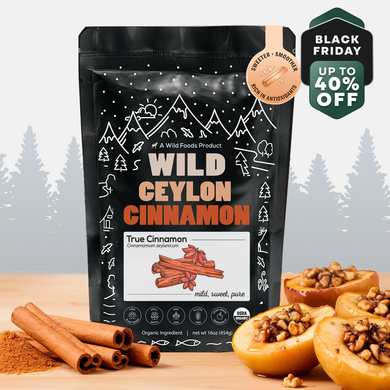 Ceylon Cinnamon Powder Organic, 64 servings - USDA Organic Cinnamon from Sri Lanka