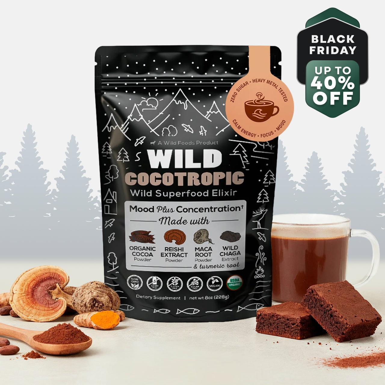 CocoTropic, 32 servings – Organic Mushroom Mix for Energy & Focus