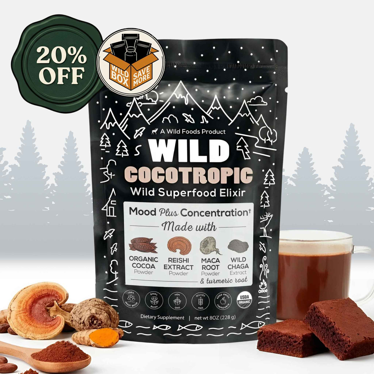 CocoTropic, 8oz – Organic Mushroom Mix for Energy & Focus