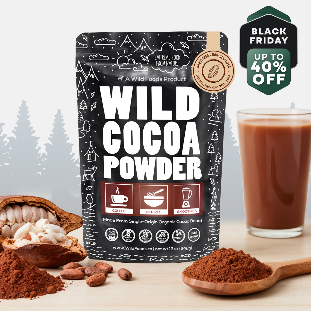 Cocoa Powder, 57 servings - Single-Origin Antioxidant