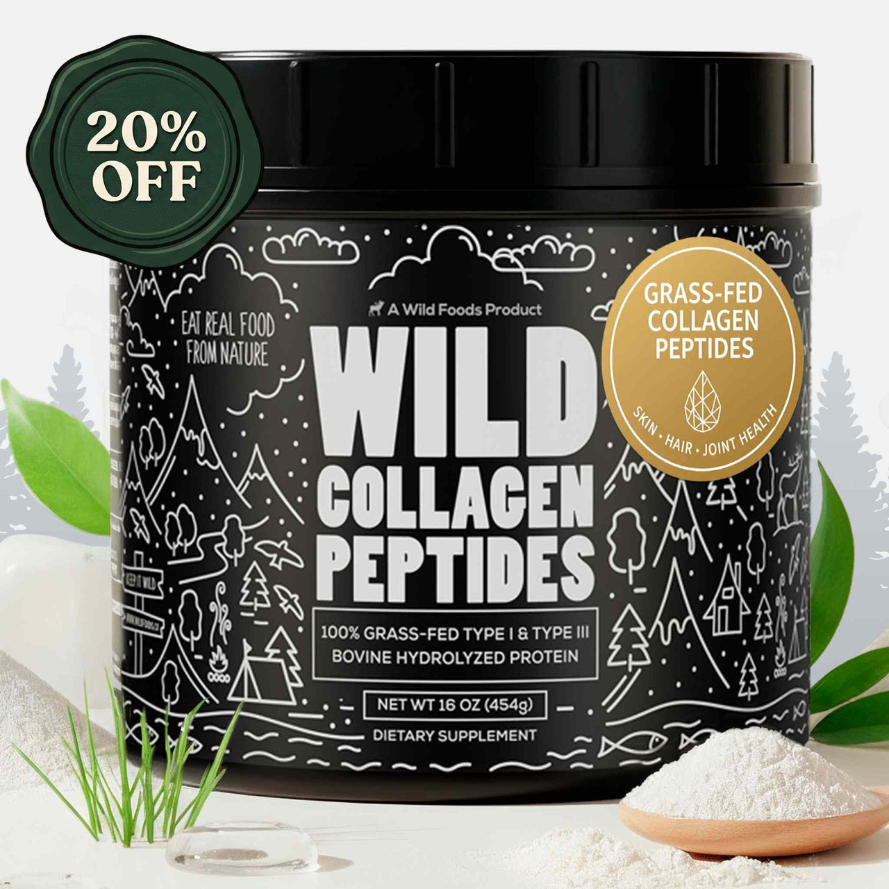 Grass-Fed Collagen Peptides, 41 servings – Skin, Hair & Joint Support Collagen