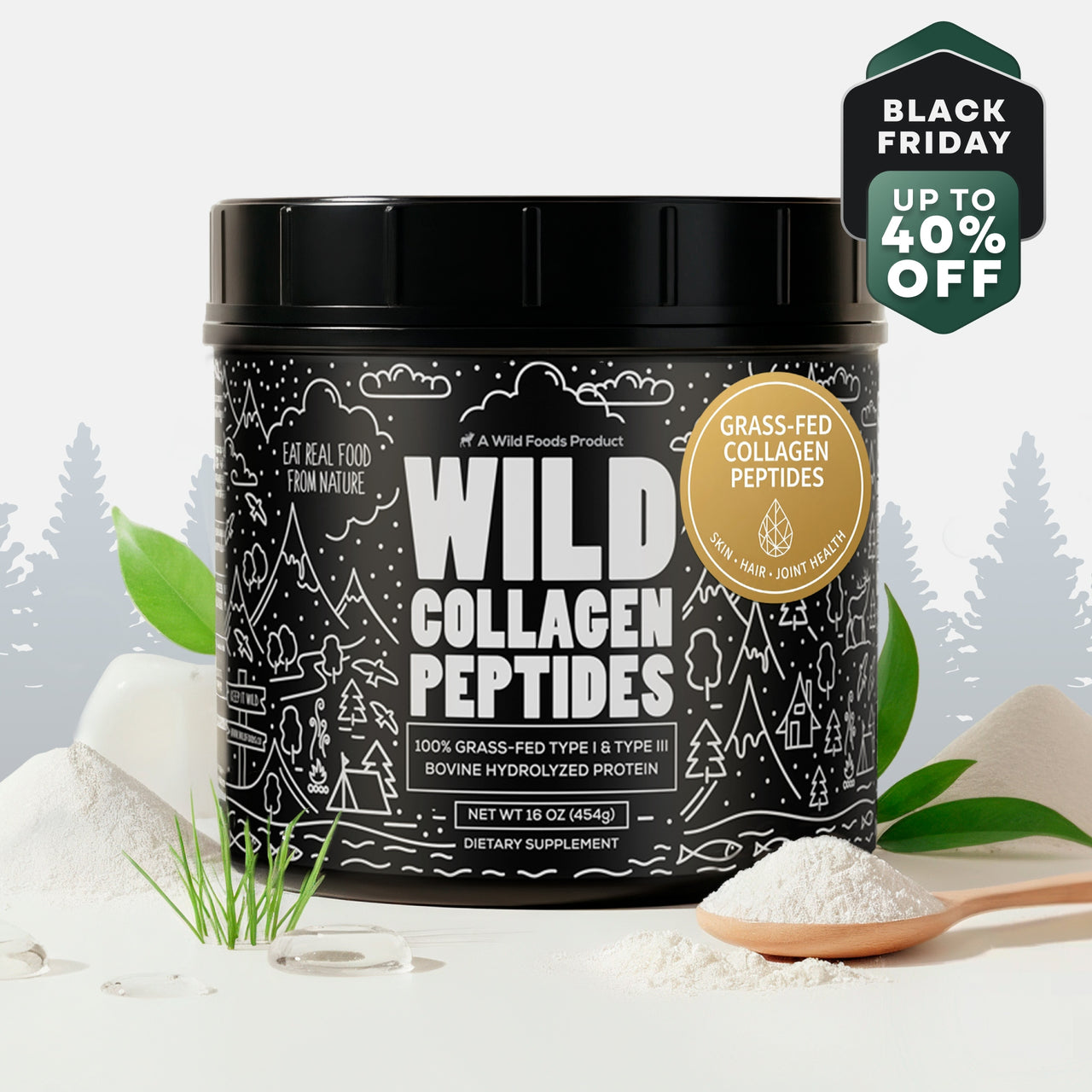 Grass-Fed Collagen Peptides, 41 servings – Skin, Hair & Joint Support Collagen