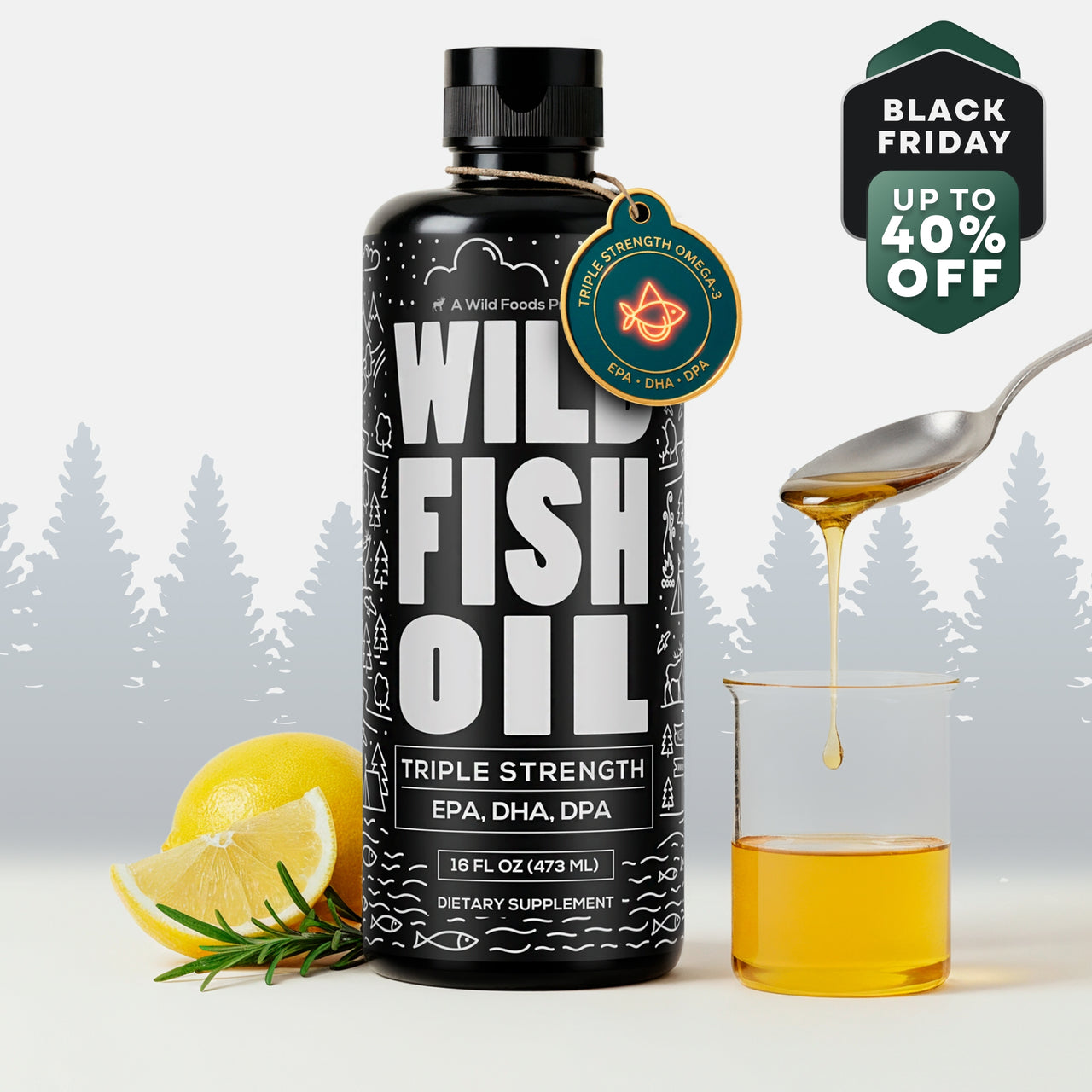 Fish Oil Liquid, 94 servings - Omega-3 DHA, EPA, DPA