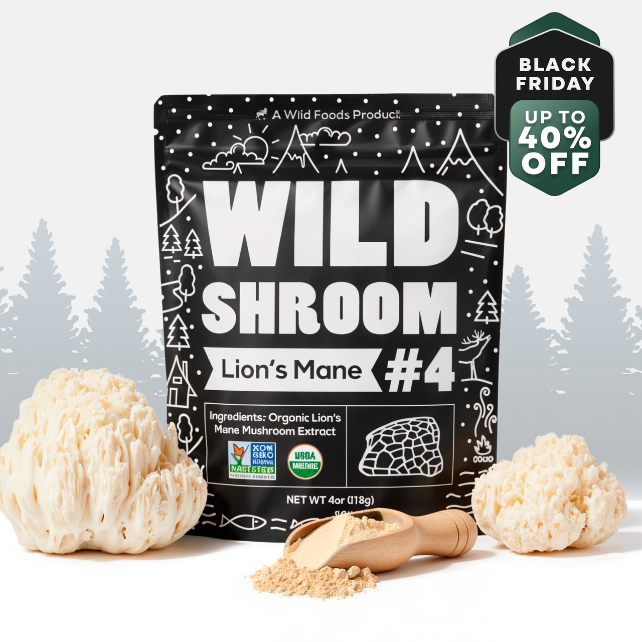 Shroom Extract #4, 78 servings - Lion's Mane, Immunity and Digestive Support