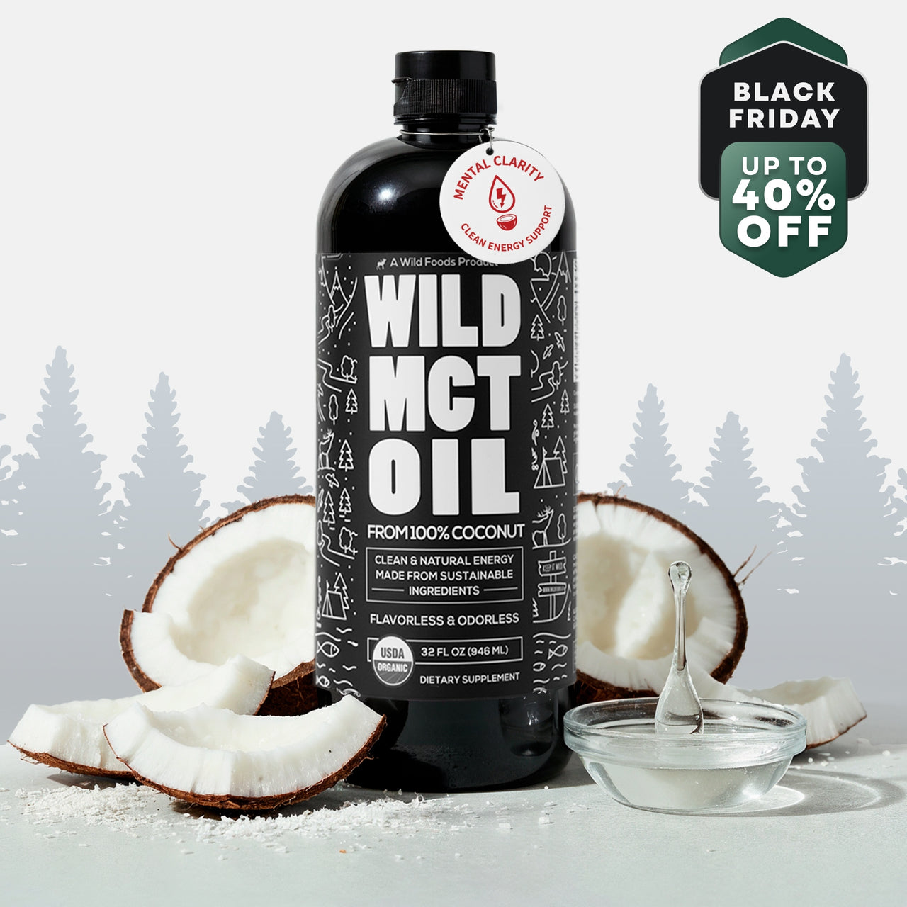 Wild MCT Oil – 100% Coconut-Sourced Brain & Body Fuel, 63 Servings