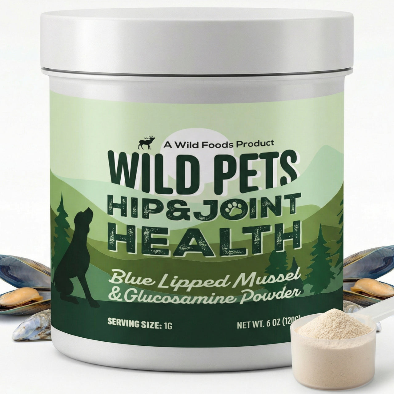 Wild Pets Blue Lipped Mussel & Glucosamine Powder for Hip & Joint Health –  120g