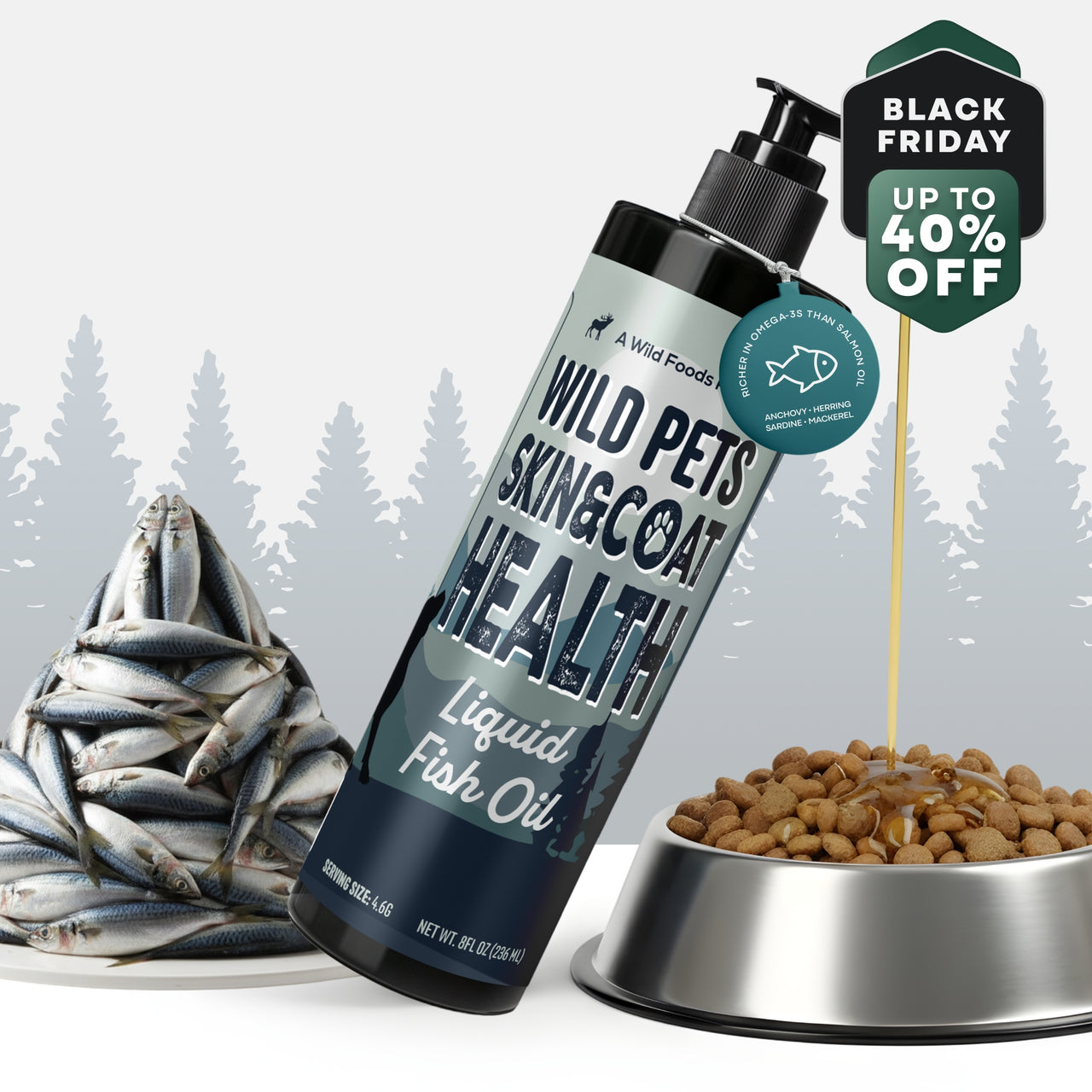 Wild Pets Liquid Fish Oil for Skin & Coat Health – 8 fl oz