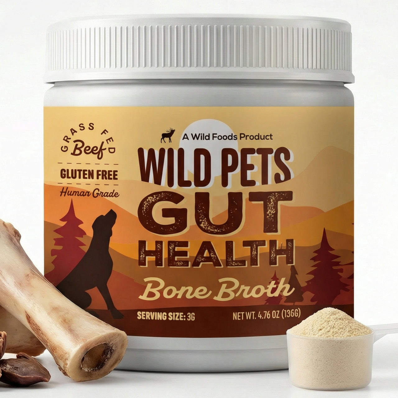 Wild Bone Broth for Pets, Gut & Immune Support