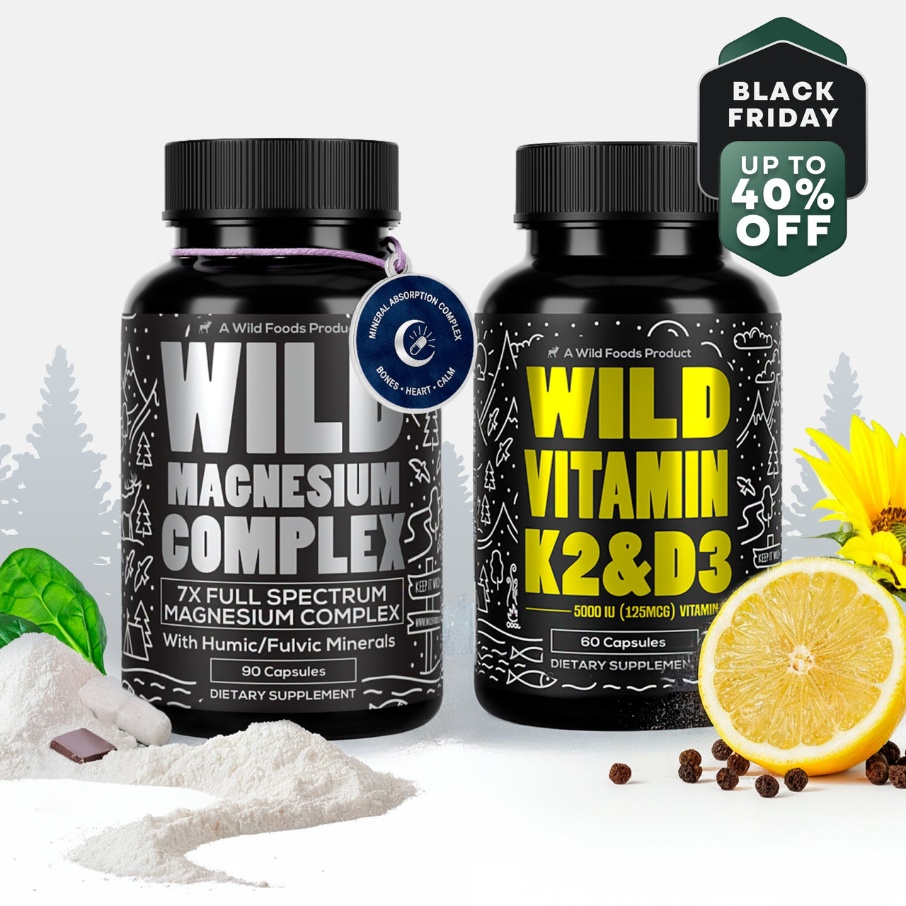 Power Bundle: Magnesium + Vitamin K2 & D3 with Pepper Extract
