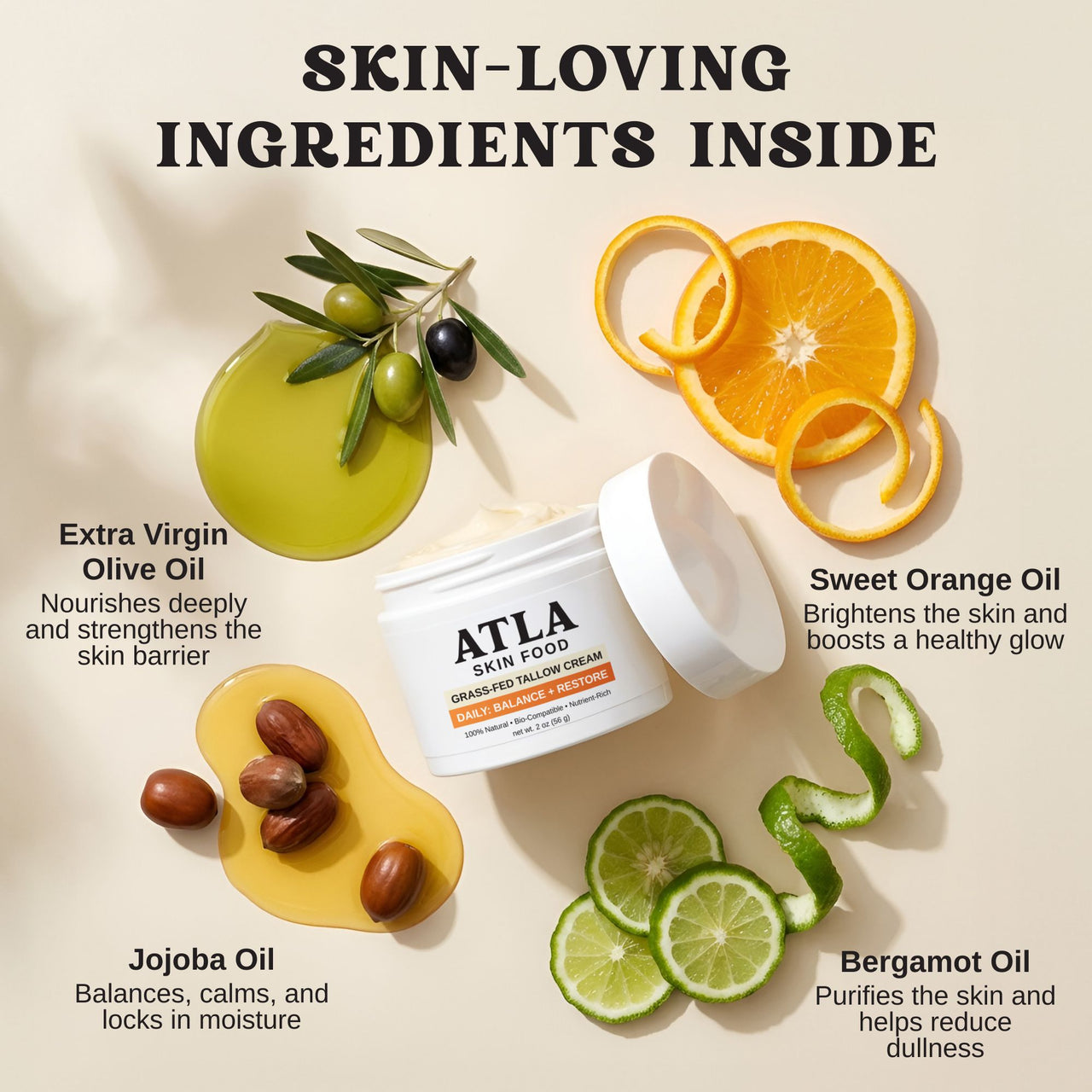 ATLA Skin Food Daily Tallow Cream — Pure & Balanced