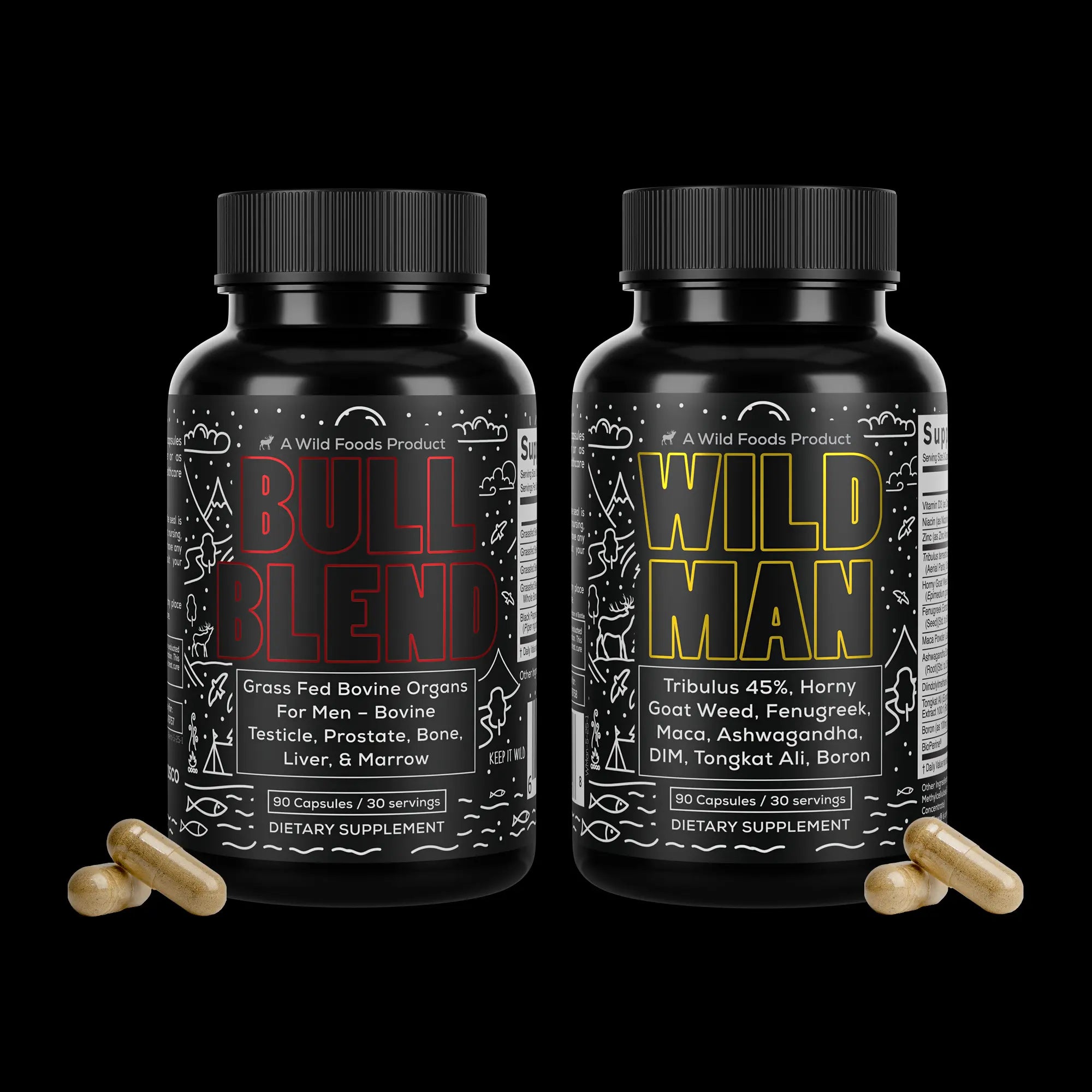 Bottle showing supplement facts label with various vitamins and extracts listed.