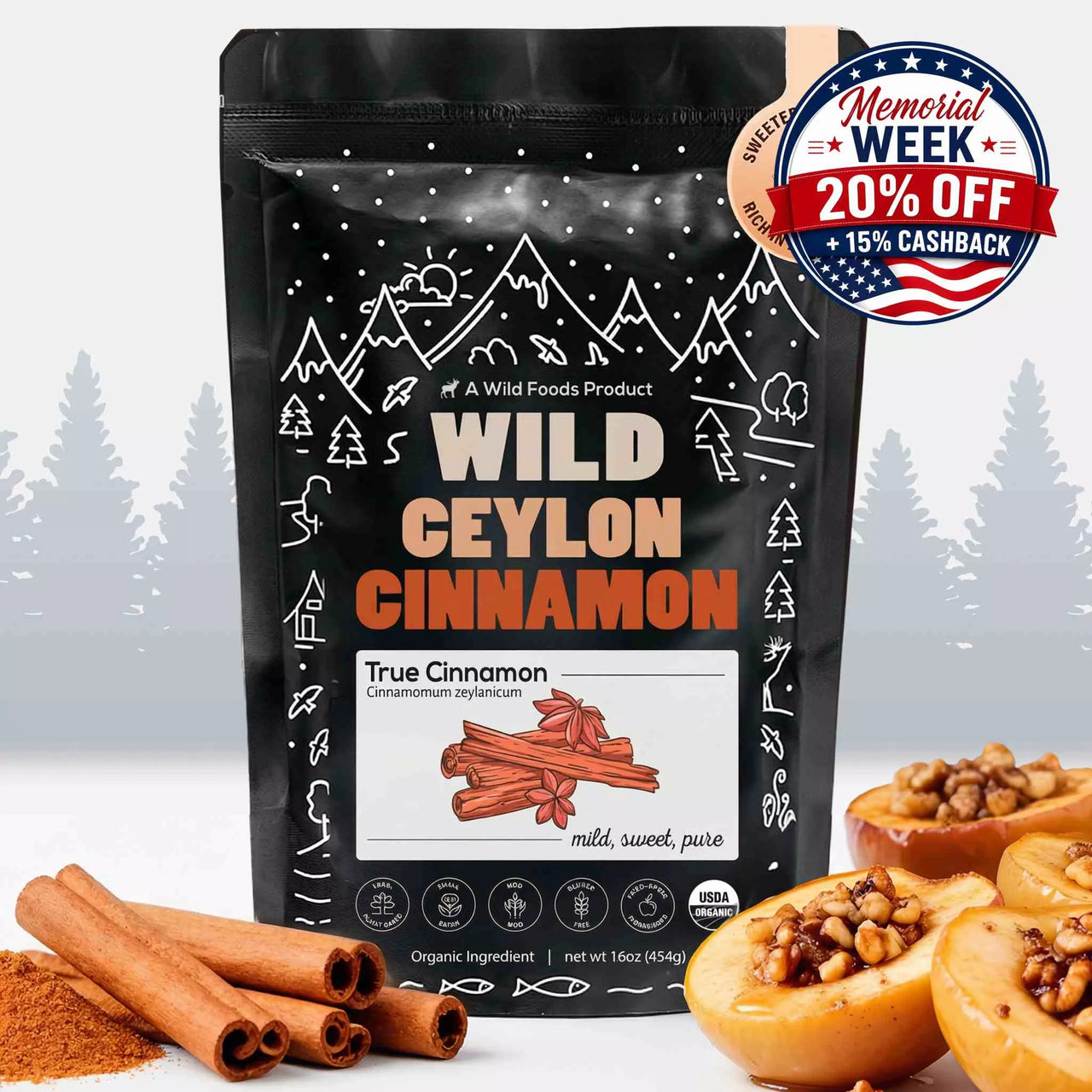 Ceylon Cinnamon Powder Organic, 64 servings - USDA Organic Cinnamon from Sri Lanka