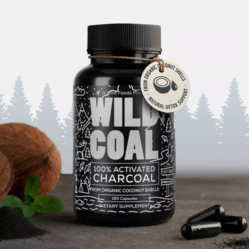 Activated Charcoal Capsules, 60 servings - Made from 100% Organic Coconuts
