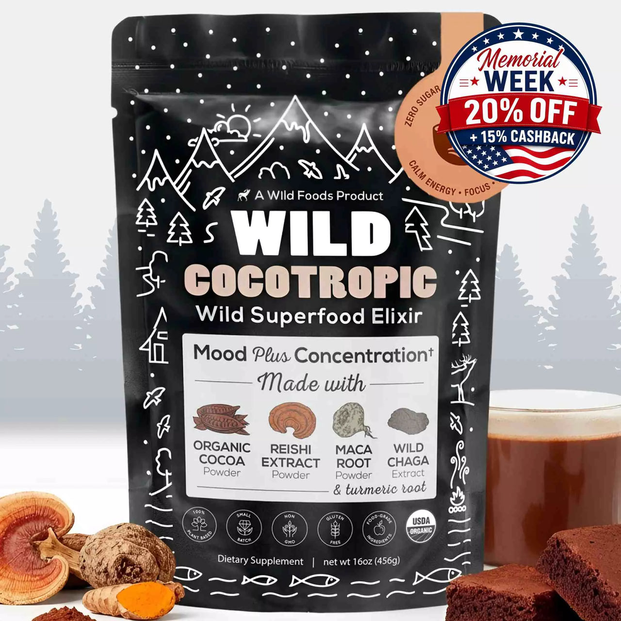 CocoTropic, 32 servings – Organic Mushroom Mix for Energy & Focus
