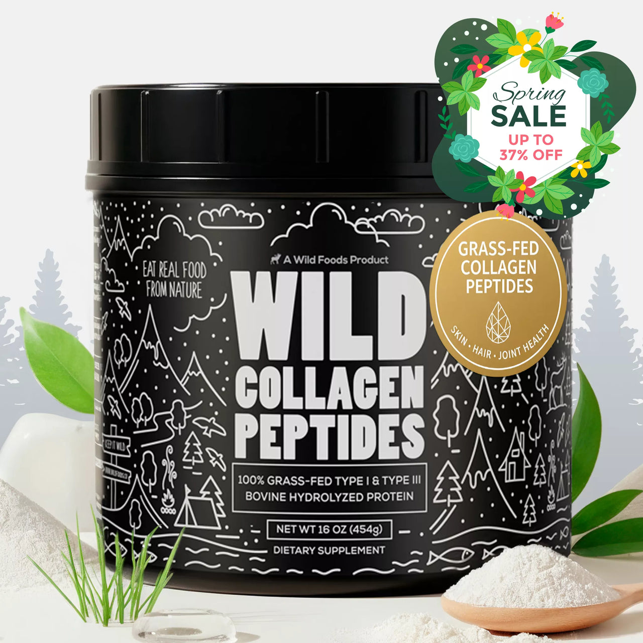 Grass-Fed Collagen Peptides, 41 servings – Skin, Hair & Joint Support Collagen