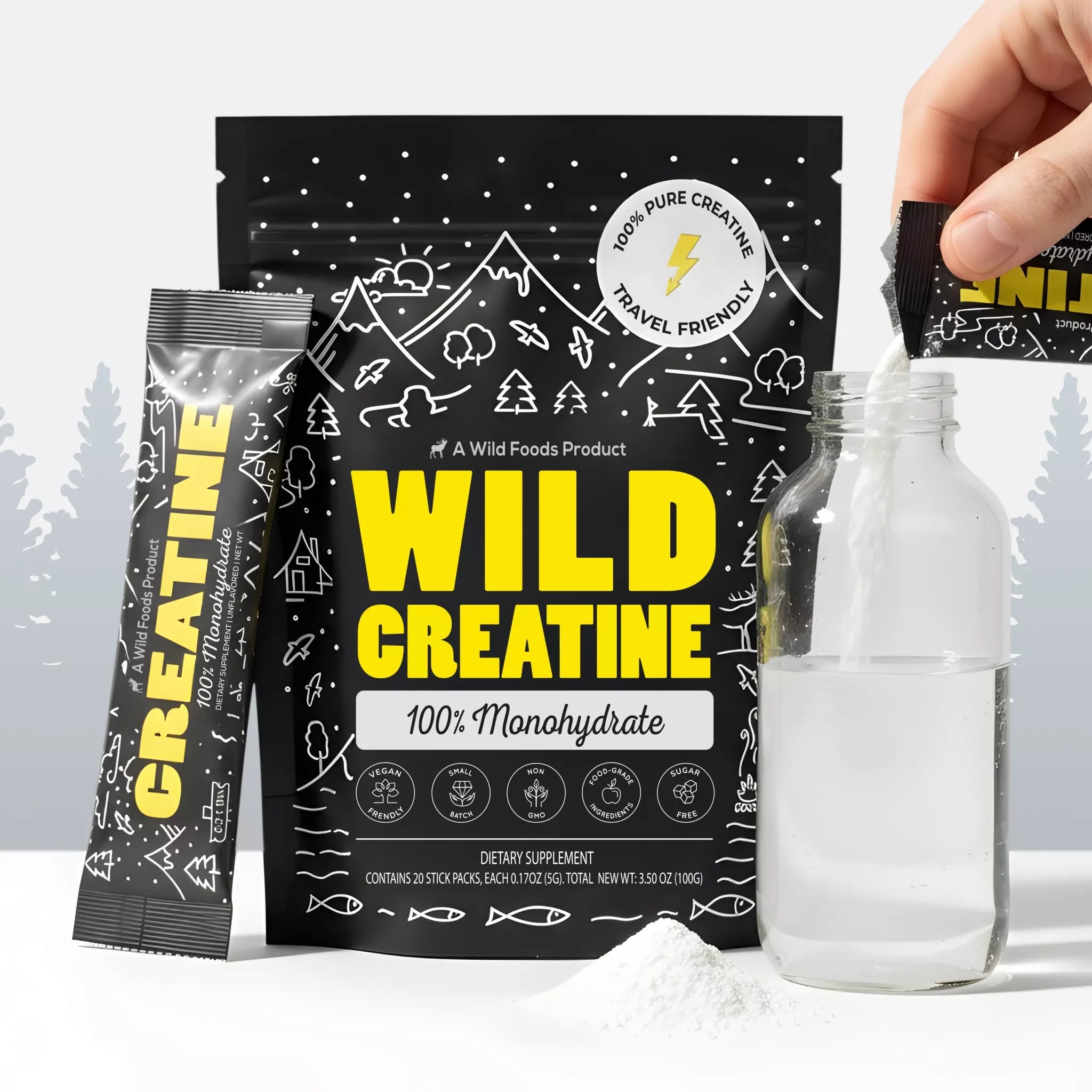 Wild Creatine Monohydrate, 20 Servings – 100% Pure for Strength & Endurance