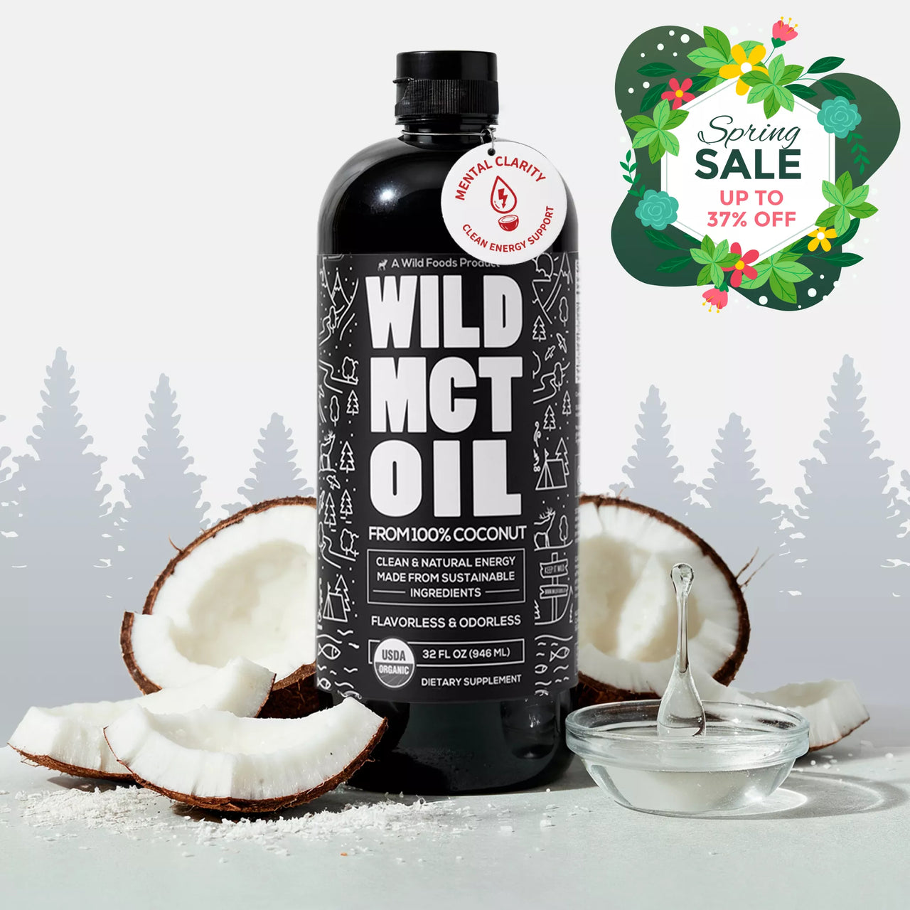 Wild MCT Oil – 100% Coconut-Sourced Brain & Body Fuel, 63 Servings