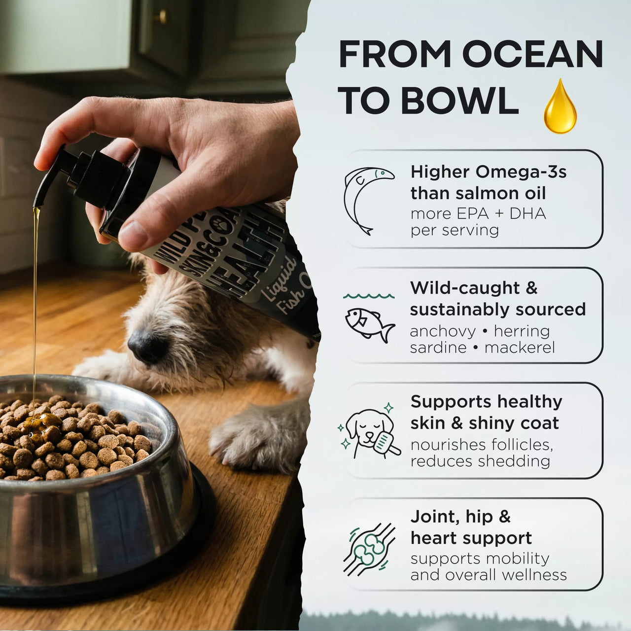 Wild Pets Liquid Fish Oil for Skin & Coat Health – 8 fl oz