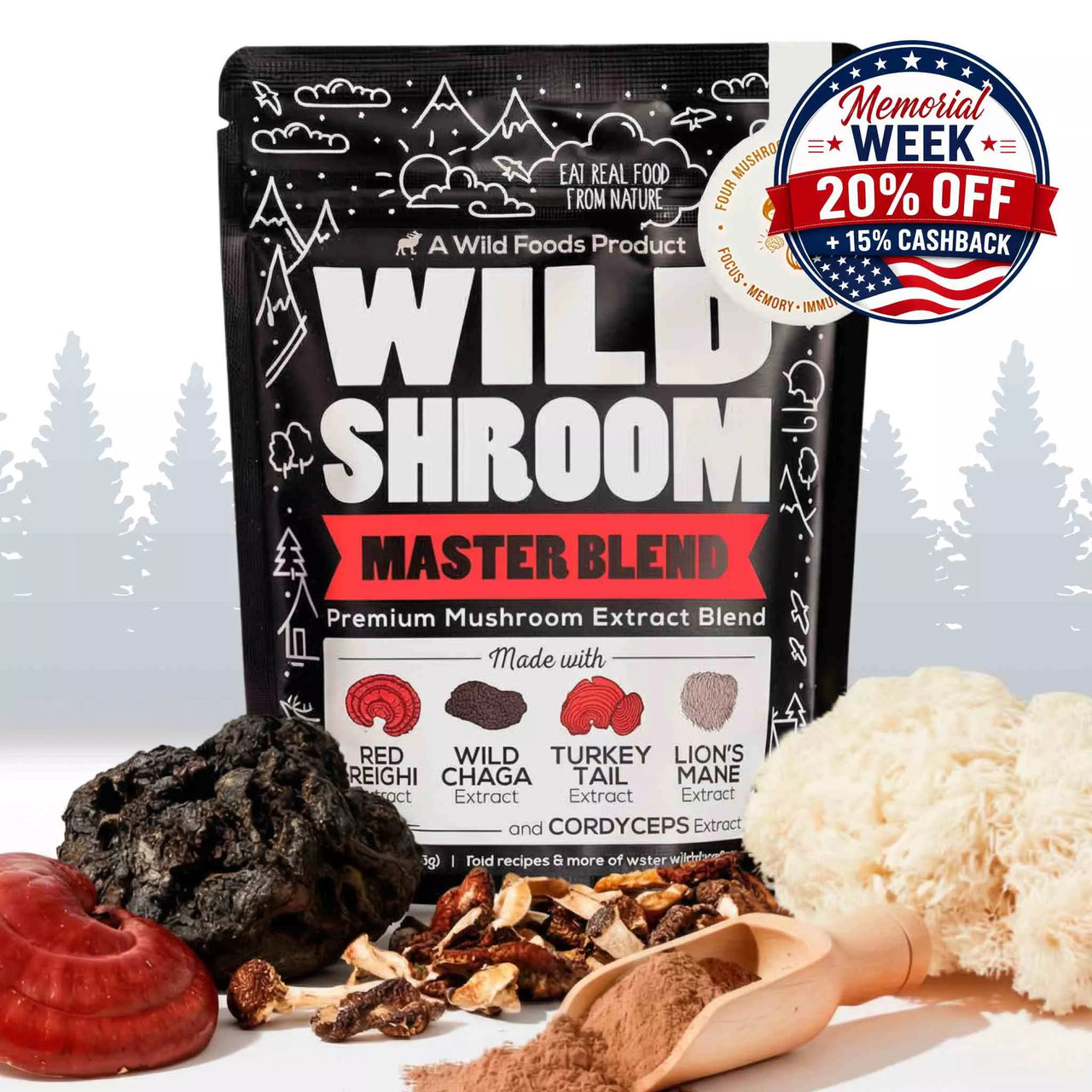 Master Mushrooms Blend, 110 servings – Immune Boosting Adaptogenic Mushrooms