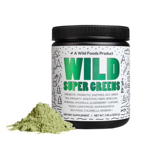 Raw Super Greens Daily Juice Drink With Prebiotic, Probiotic & Digestive Enzymes  Wild Foods ONE  