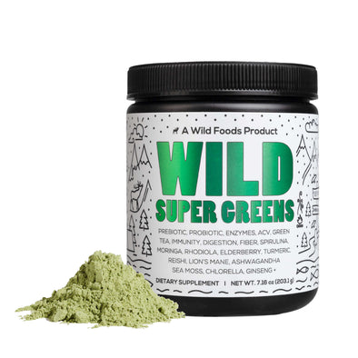 Raw Super Greens Daily Juice Drink With Prebiotic, Probiotic & Digestive Enzymes  Wild Foods   