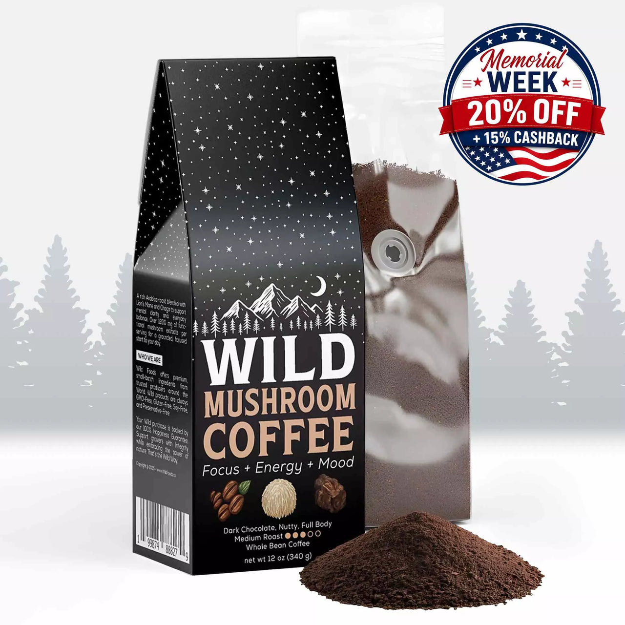 Wild Mushroom Coffee (Medium Roast) — Focus + Energy + Mood