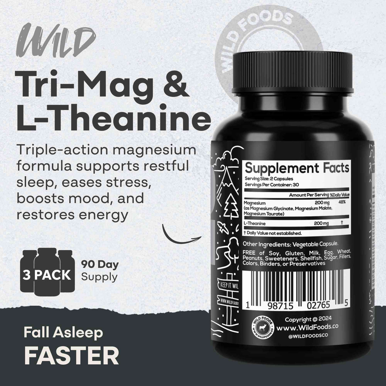 Wild Tri-Mag – Triple Magnesium Complex for Sleep w/L Theanine
