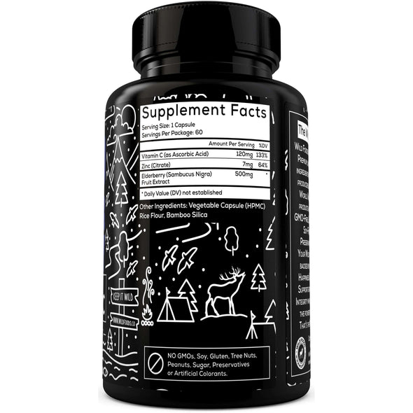 Elderberry Capsules 60ct Wholesale case of 12 Wholesale Wild Foods   