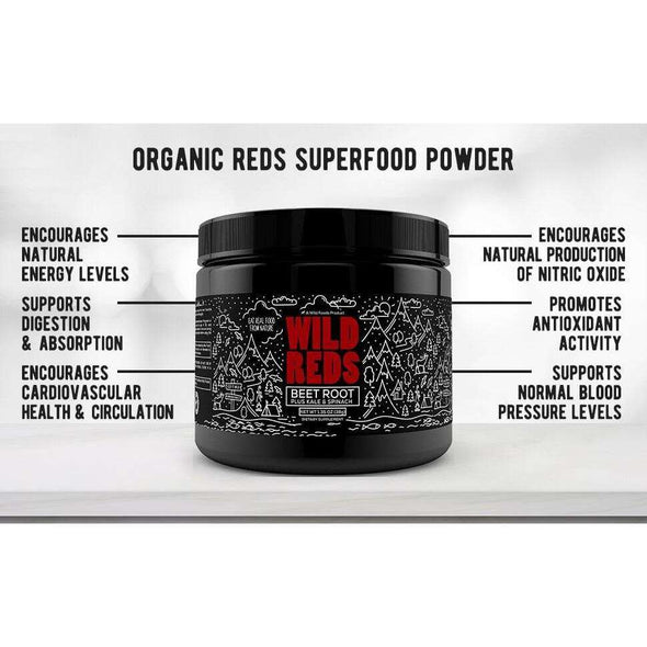 Wild Reds Powder - All-Natural Pre-Workout Energy Mix 5.8oz CASE OF 12 Wholesale Wild Foods   