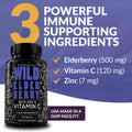 Sambucus Elderberry With Vitamin C and Zinc, 3-in-1 Daily Immune Support  Wild Foods   